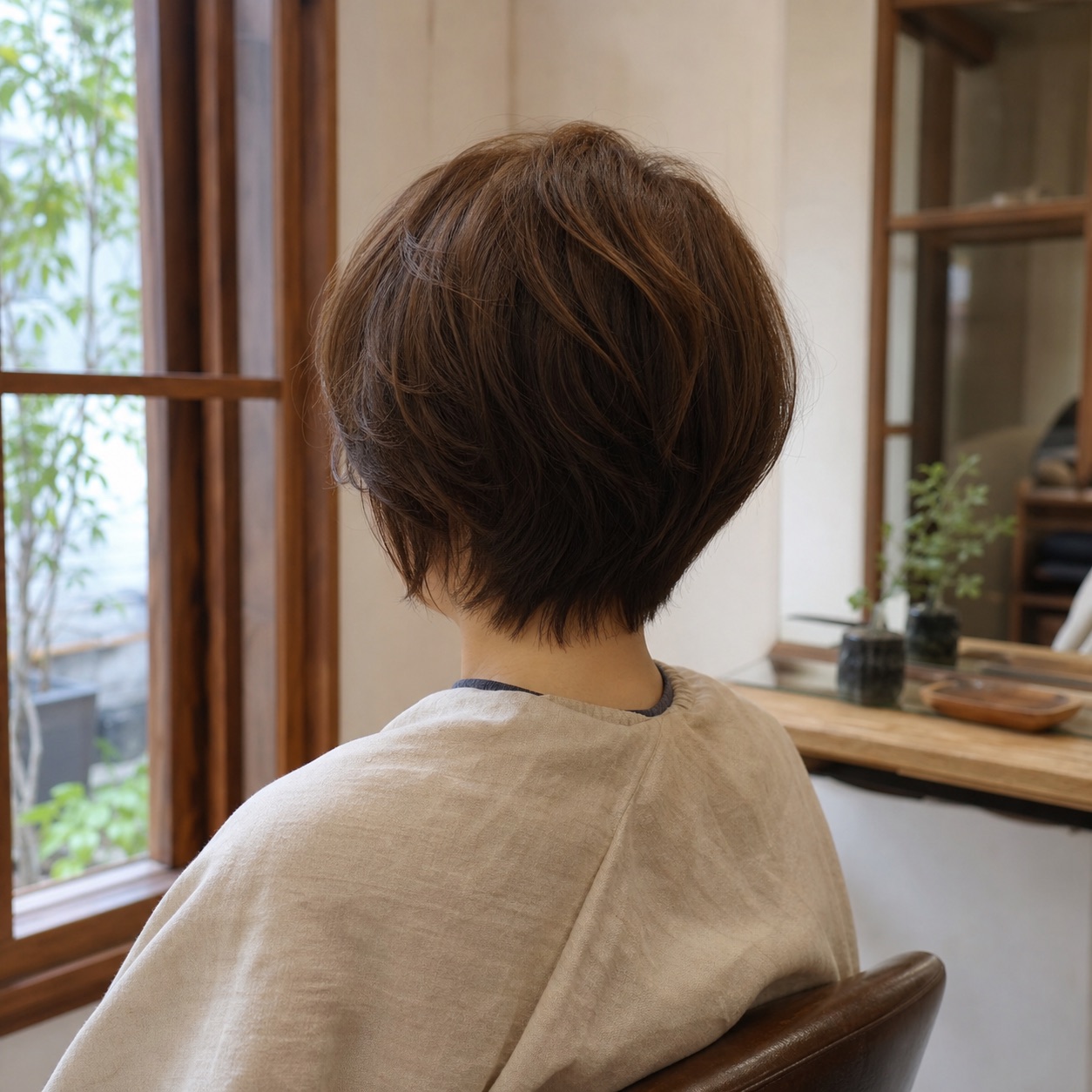 手入れしやすい自然なショート